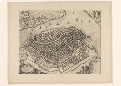 Poster Historische Kaart Dordrecht - Stadsplattegrond 1652
