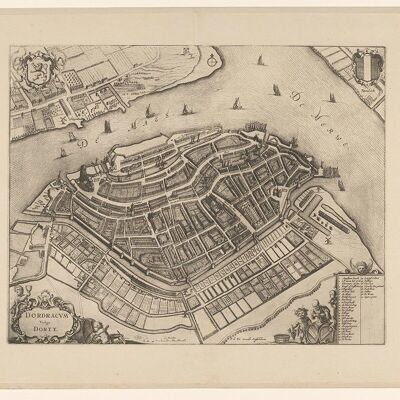 Poster Historische Kaart Dordrecht - Stadsplattegrond 1652