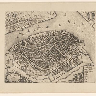 Poster Historische Kaart Dordrecht - Stadsplattegrond 1652