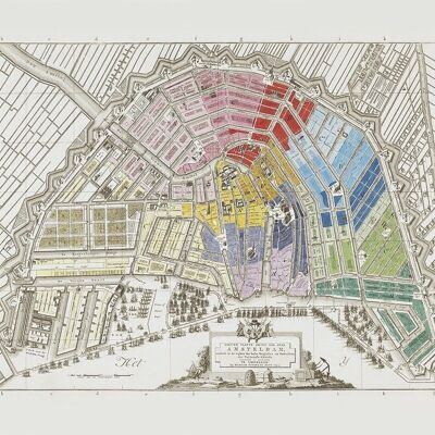 Póster Mapa histórico de Amsterdam - Mapa de la ciudad de 1795