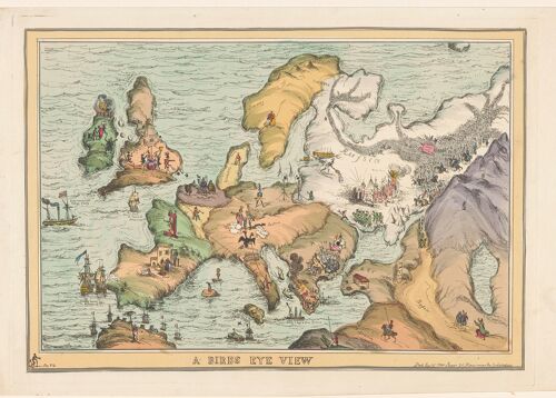 Poster Historische Illustratie Europa - Plattegrond 1825