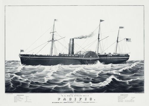 Poster Vintage US Post Schip - Pacific