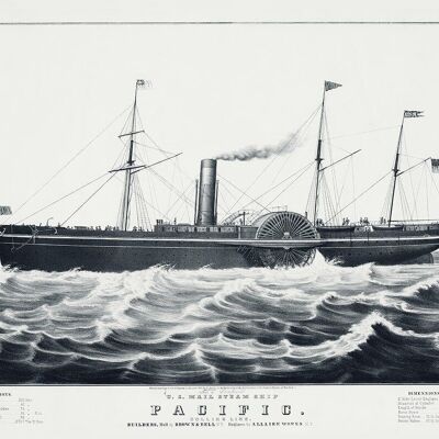 Poster Vintage US Post Schip - Pacific