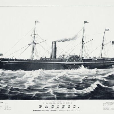 Poster Vintage US Postal Ship - Pacific