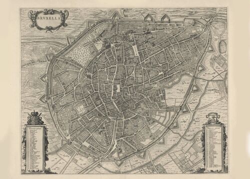 Poster Historische Kaart Brussel - Stadsplattegrond 1649