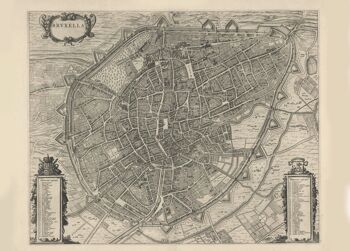 Affiche Carte Historique de Bruxelles - Plan de la Ville 1649 1