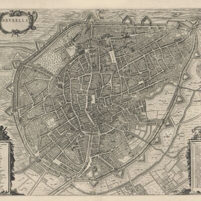 Poster Historische Kaart Brussel - Stadsplattegrond 1649