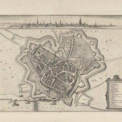 Poster Historical Map Zutphen - City Map 1639