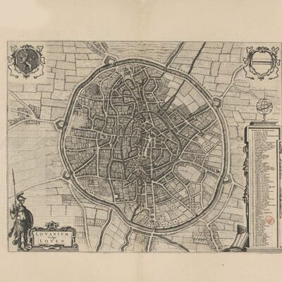 Affiche Carte historique de Louvain - Plan de la ville