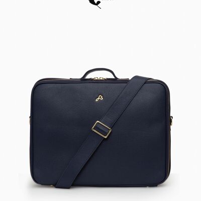 relove - Sac pour ordinateur portable Luca en cuir durable bleu marine