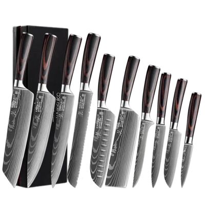 Set of 10 Japanese knives - Chef Tanaka - Forest Wood