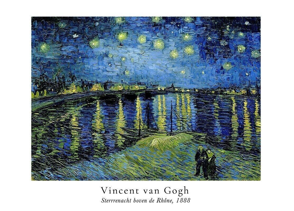 Poster Vincent van Gogh - Sternennacht über der Rhone im Passepartout