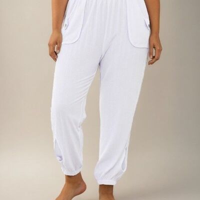 Pantalones holgados blancos de talla grande (B117)