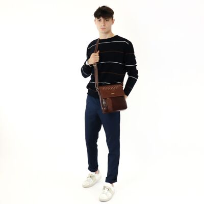 Borsa a tracolla in pelle tamponata a mano art. 112210