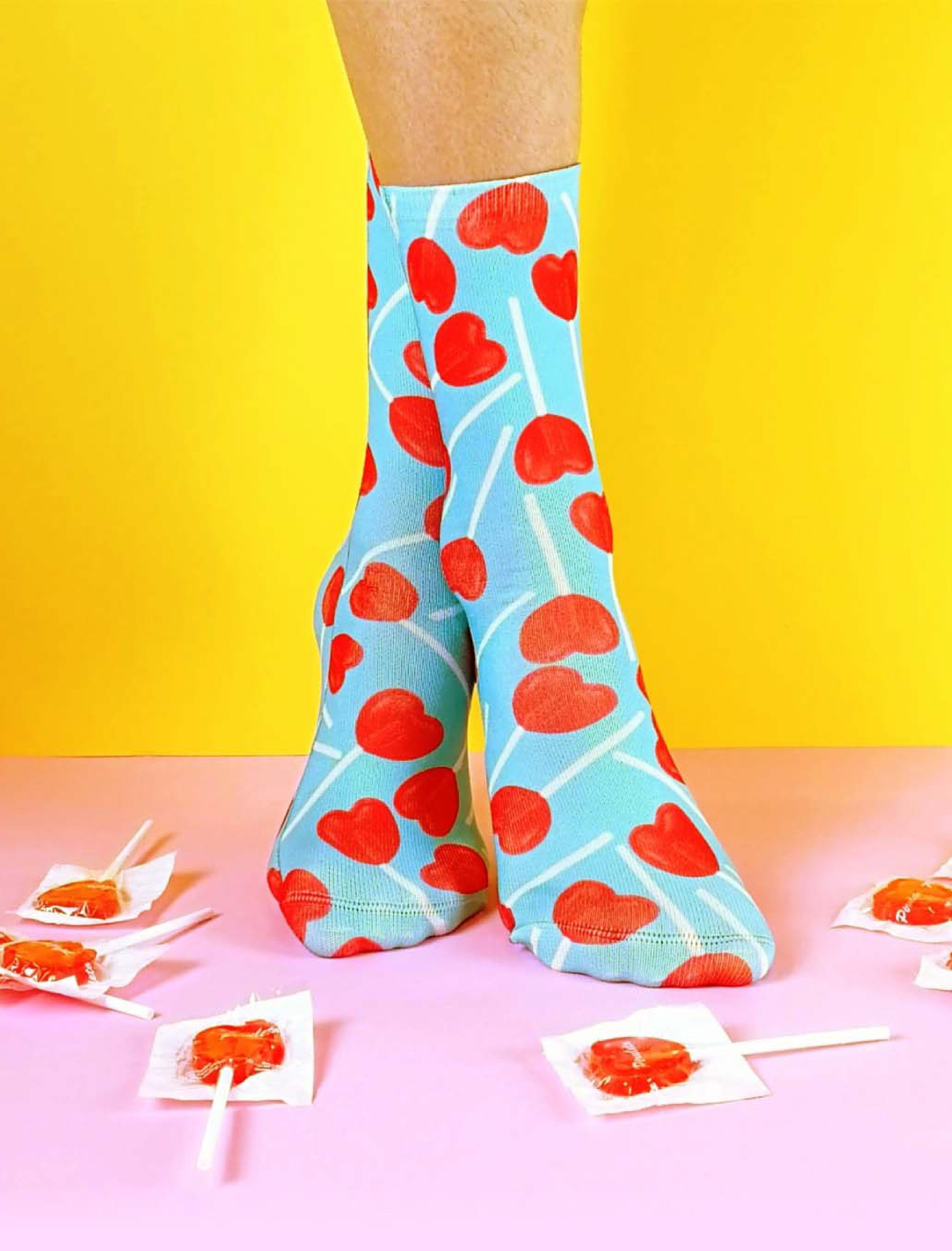 Calcetines Piruleta Azul,  tamaño estándar para adultos sin talón.