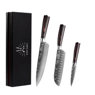 Set of 3 Japanese knives - Chef Tanaka - Forest Wood