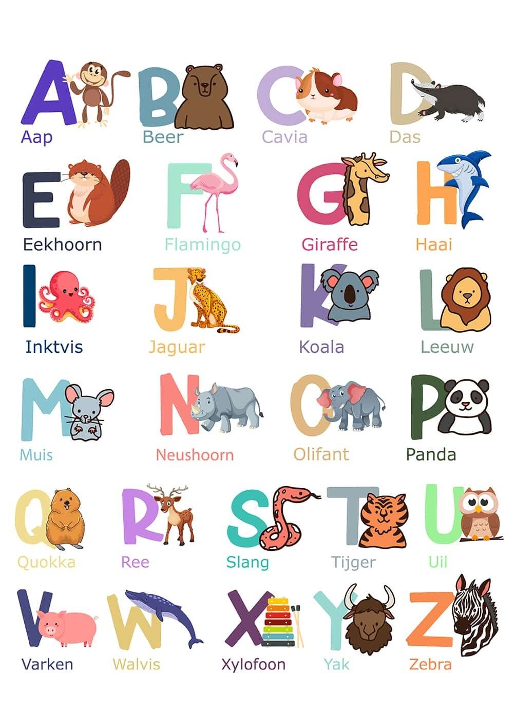 Poster Tieralphabet – pädagogisch