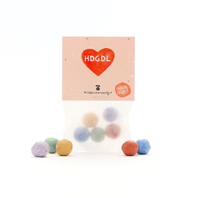 5 biglie a forma di fiore in un sacchetto "HDGDL"