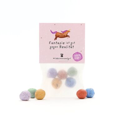 5 billes de fleurs dans un sac « L'imagination est bonne contre la réalité »
