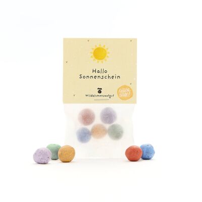 5 biglie a forma di fiore in un sacchetto "Hello Sunshine"