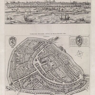 Póster Mapa histórico Schiedam - Mapa de la ciudad 1598