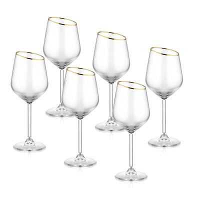 Copas de vino inclinadas doradas de la colección Gina (juego de 6)