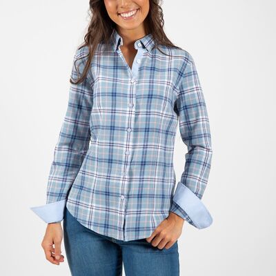 Chemise à carreaux rose bleu