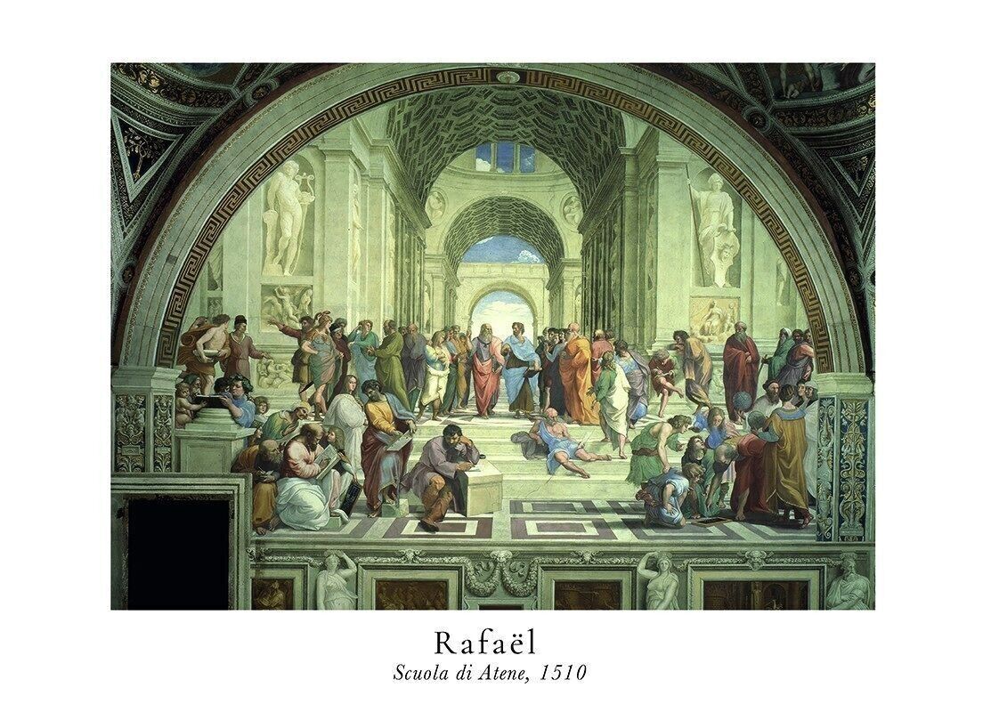 Poster Raphael - Schule von Athen im Passepartout