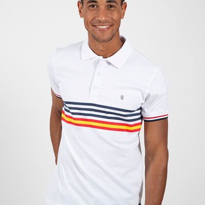 Polo blanc à rayures espagnoles