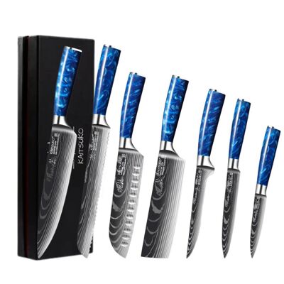 Set of 7 Japanese knives - Chef Tanaka - Ocean Blue