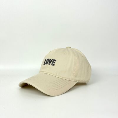 CAPPELLINO IN COTONE CON STRASS "LOVE" ULTRA CHIC