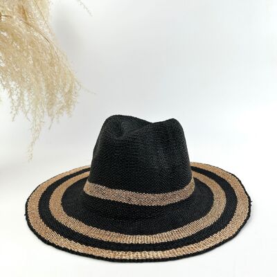 SOMBRERO BOHEMIO EN PAPEL TRENZADO SOL DORADO