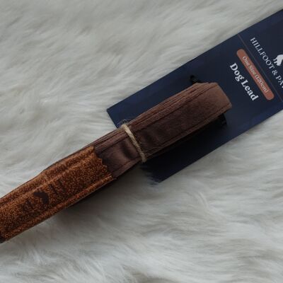 Handcrafted Luxury Velvet Dog Lead - Brown