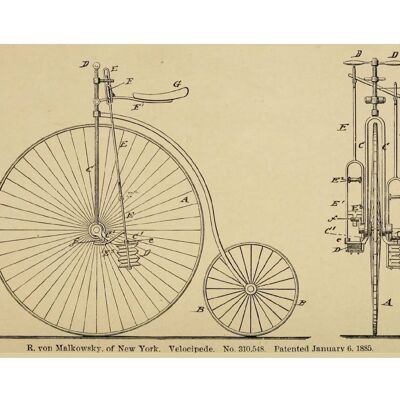 Poster Patent Bicycle - Vintage Velocipede