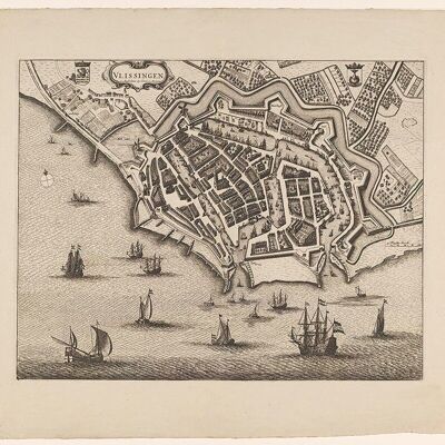 Poster Mappa storica Vlissingen - Mappa della città 1774