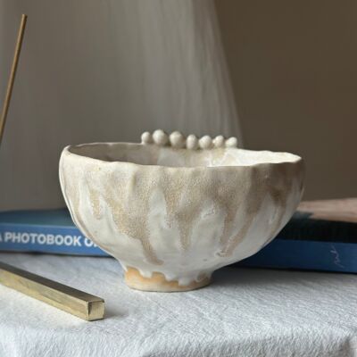 Unique pinched bowl "Pearl" / enamel ash 🪵