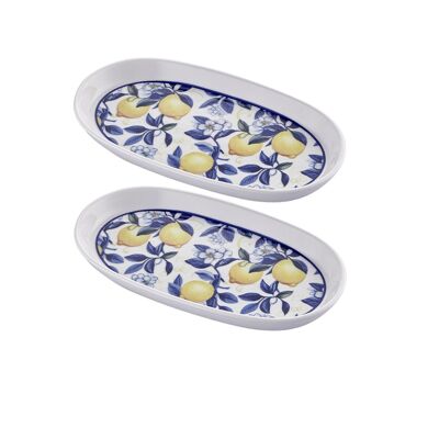 Odore Di Limone Collection Oval Serving Platter, Set of 2 (26 x 14 cm)
