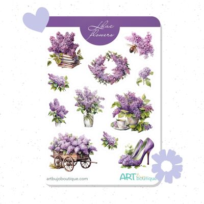 Lilac Flowers Spring Sticker Sheet