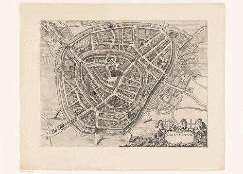 Poster Historische Kaart Amersfoort - Stadsplattegrond 1652