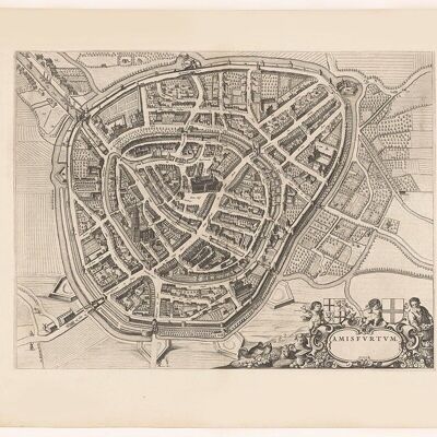 Poster Historische Kaart Amersfoort - Stadsplattegrond 1652