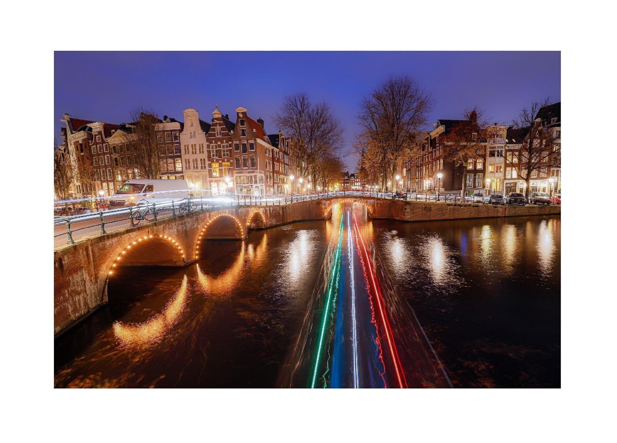 Póster Amsterdam - Keizersgracht de noche