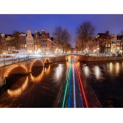 Póster Amsterdam - Keizersgracht de noche