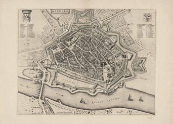 Affiche Carte Historique Arnhem - Plan De La Ville 1652 1