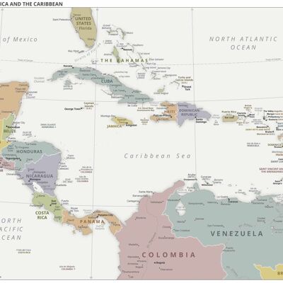 Affiche Carte Amérique Centrale - Éducatif