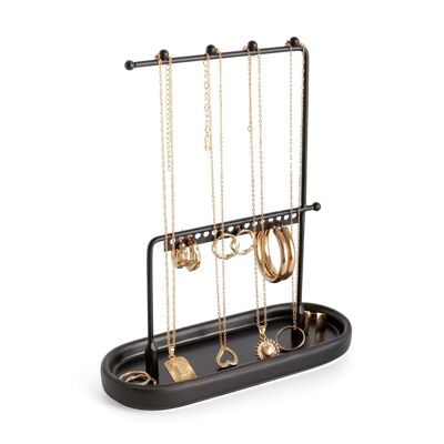 Organizador de Joyas - Porta Joyas con Colgador para Collares y Pendientes, Bandeja para Anillos y Bisutería