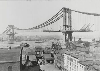 Affiche de construction du pont de Manhattan 1
