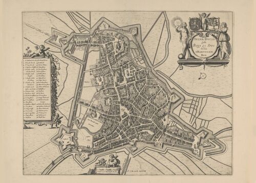 Poster Historische Kaart Den Bosch - Stadsplattegrond 1652