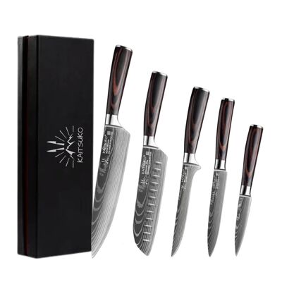 Set of 5 Japanese knives - Chef Tanaka - Forest Wood