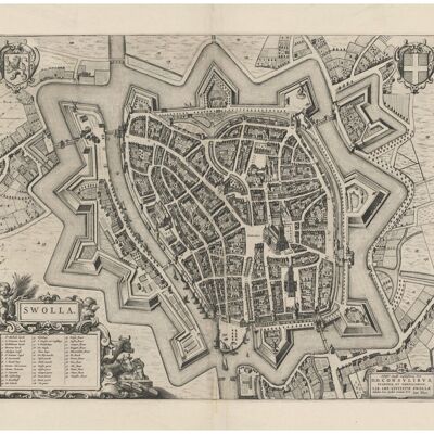 Affiche Carte Historique Zwolle - Plan De La Ville 1652