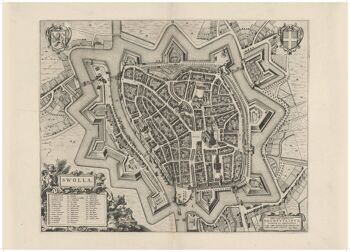 Affiche Carte Historique Zwolle - Plan De La Ville 1652 1